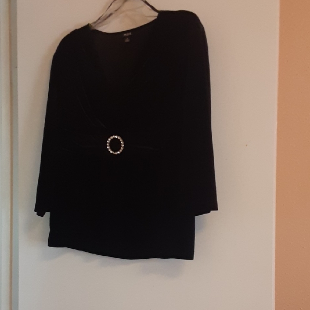 MSK Black Top with Embellished Detail